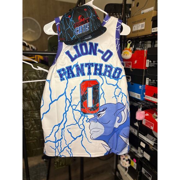 Sz S - Thundercats HeadGear Basketball Jersey and 7 1/8 Blue Hat, New w/ Tags - Picture 2 of 3